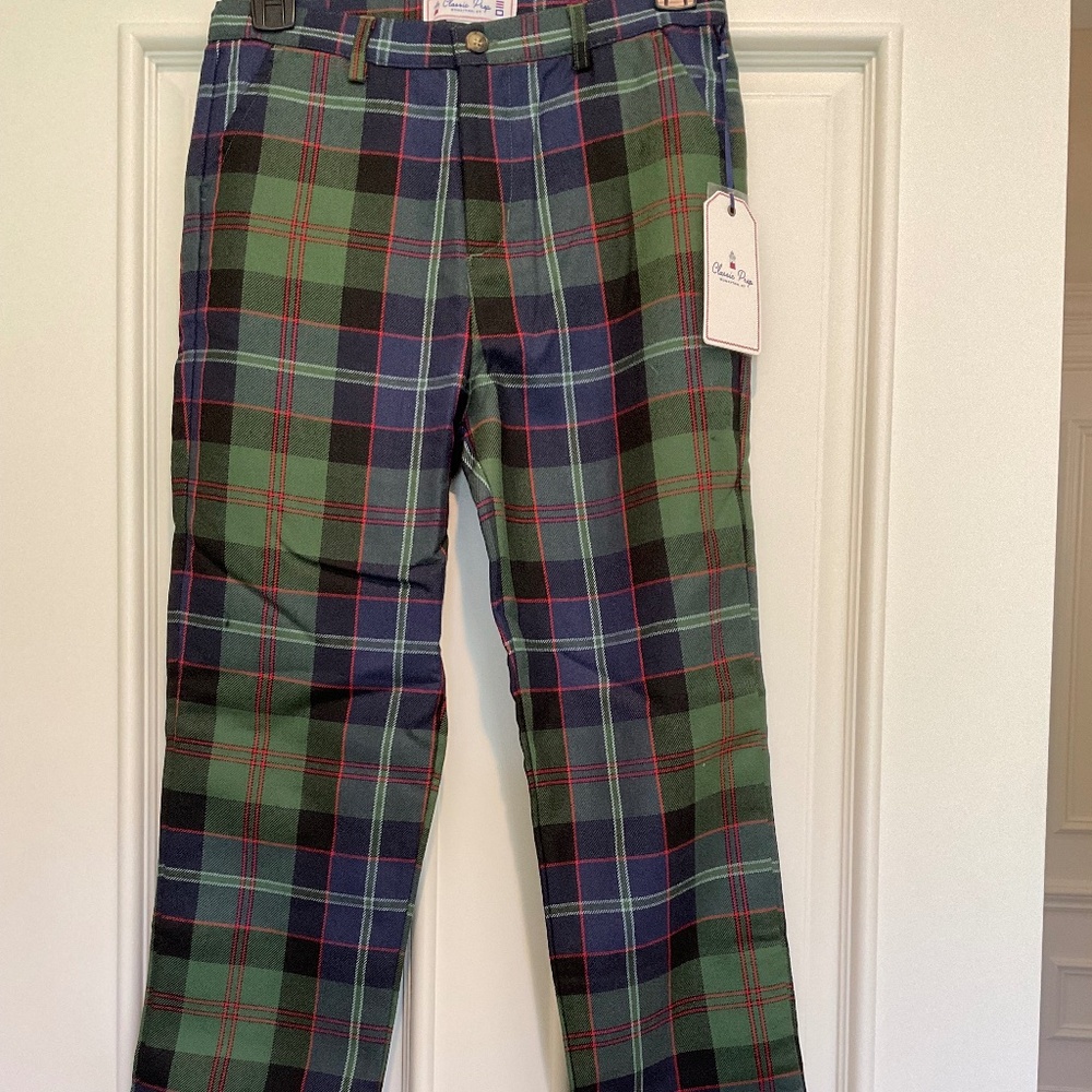 Boys Classic Prep Plaid Wool Slacks